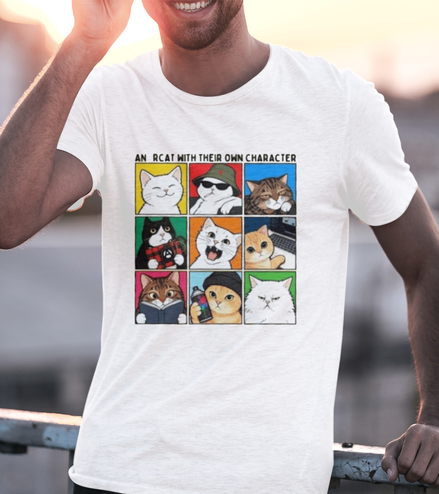 AN RCAT WITH THEIR OWN CHARACTER Cat Collage T-Shirt