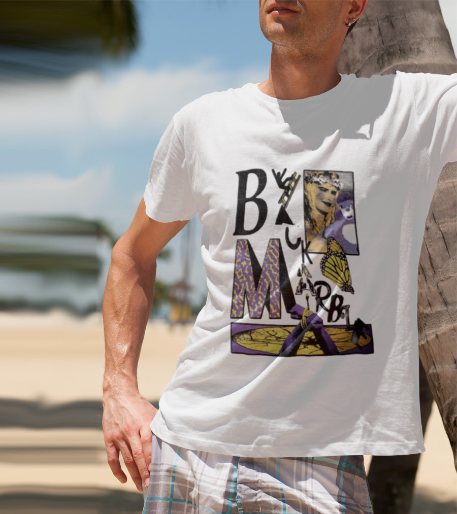Black Marble Butterfly Tied Hands Woman Ladder T-Shirt