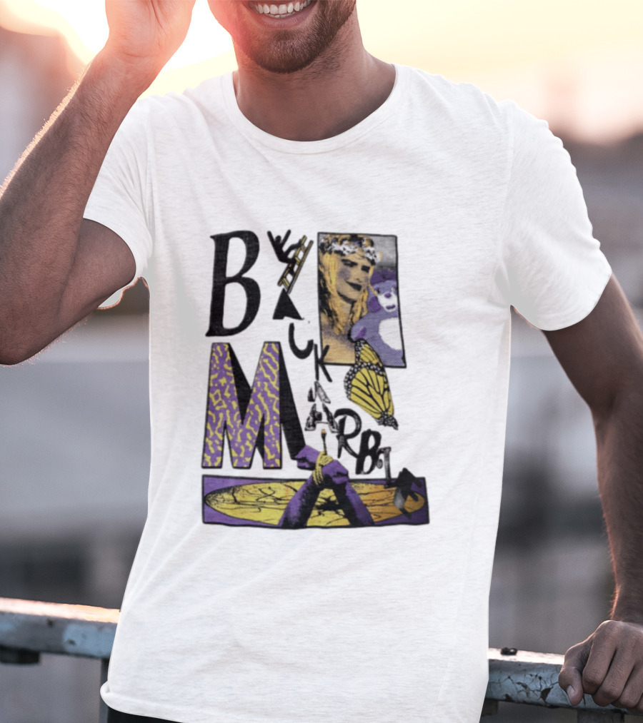 Black Marble Butterfly Tied Hands Woman Ladder T-Shirt