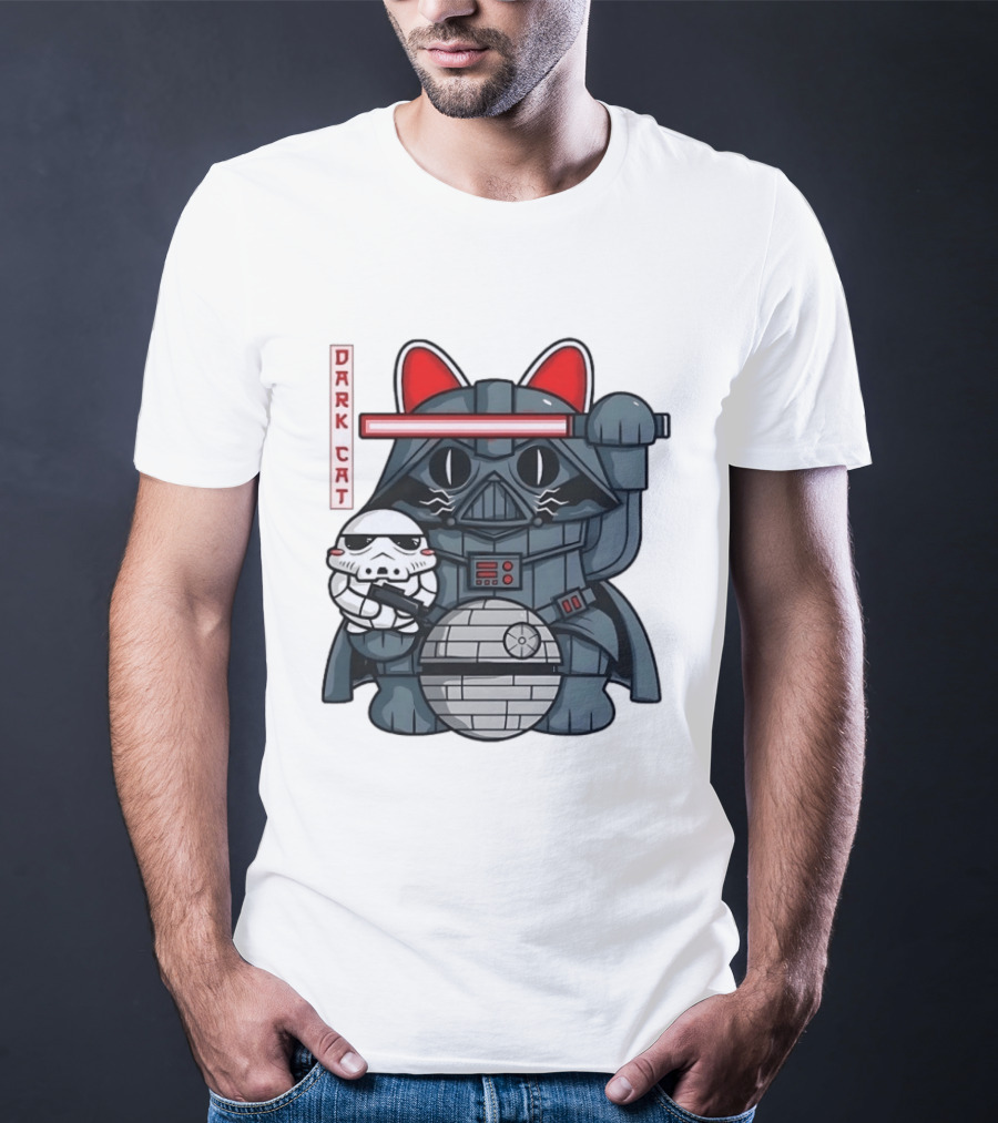 Dark Cat Vader Star Wars Cat Holding Stormtrooper Helmet T-Shirt