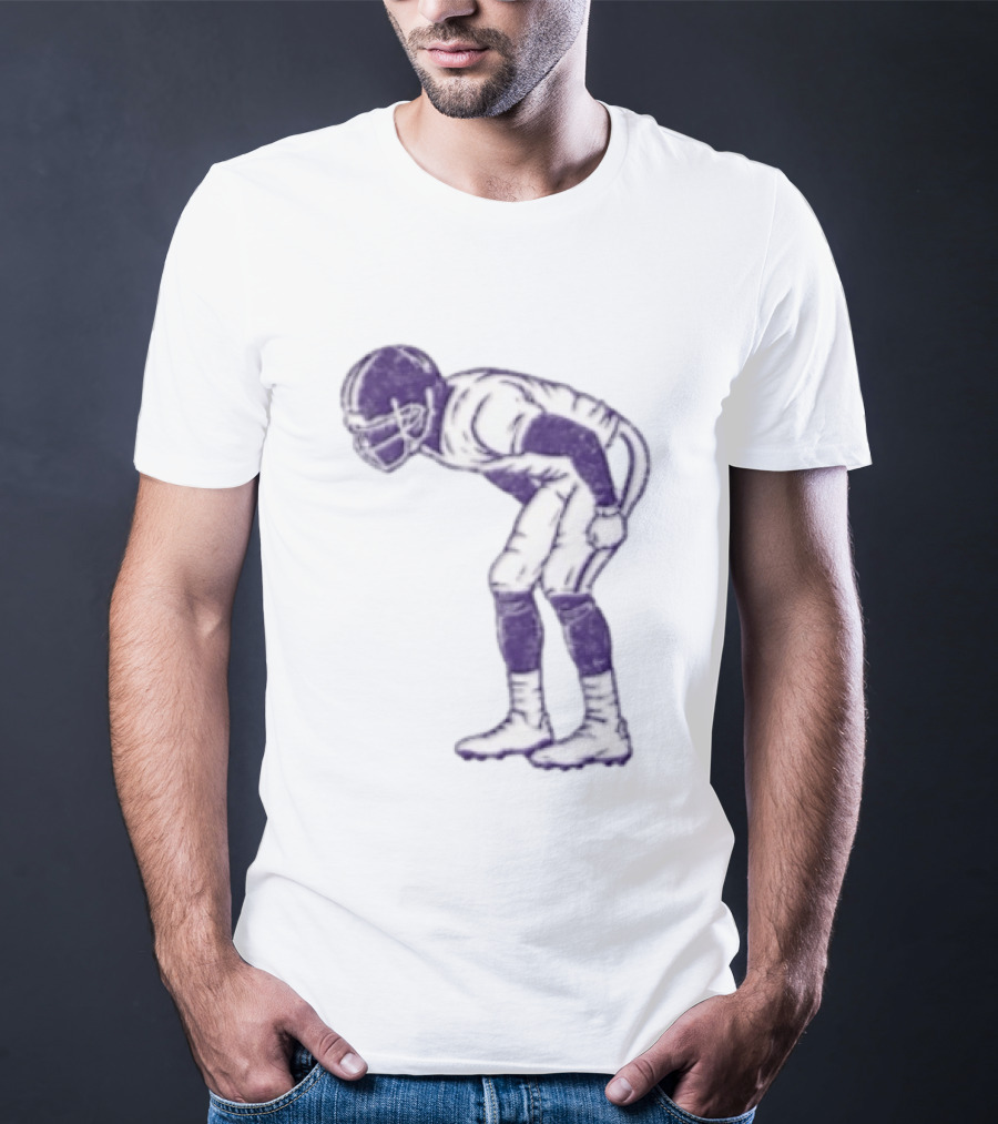 Distressed Purple American Football Player Resting Pose Vintage Look T-Shirt
