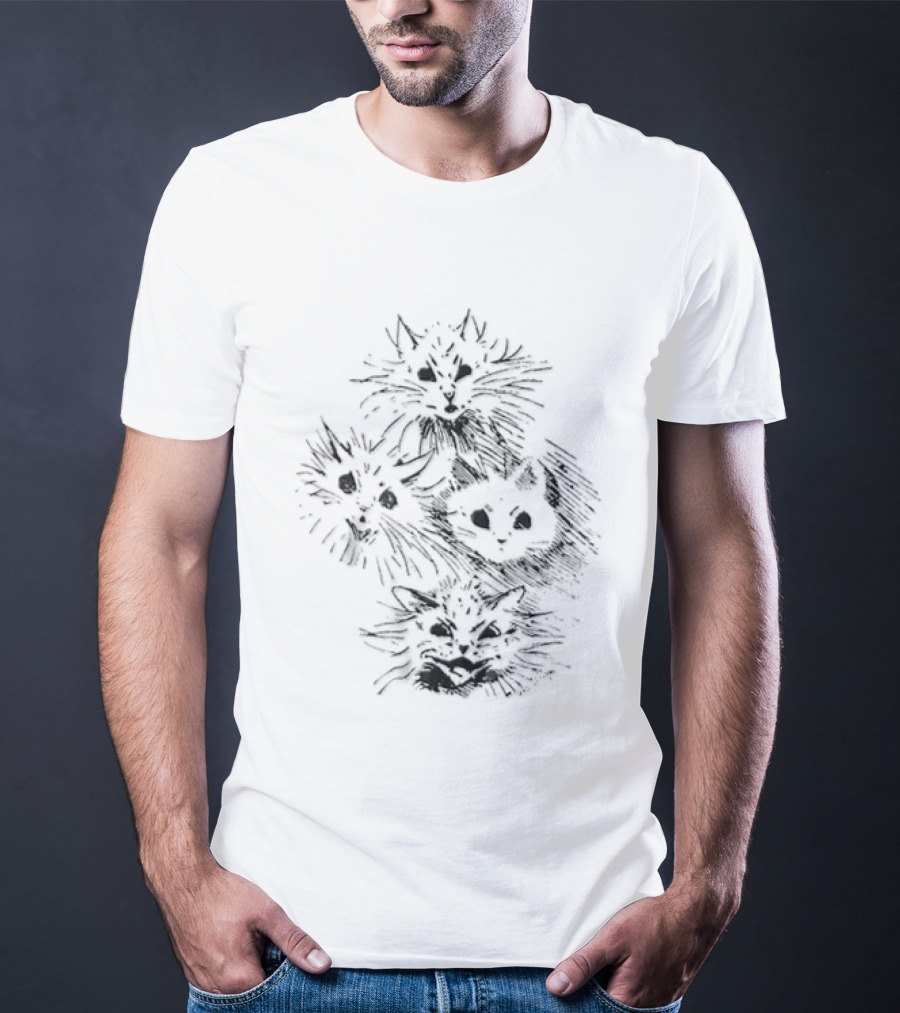 Four Cats Dynamic Black Sketch T-Shirt