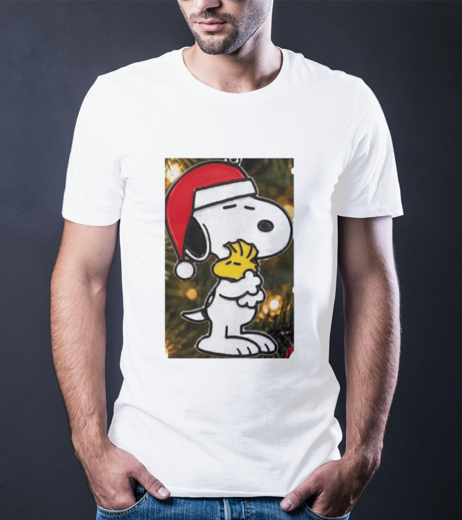 Snoopy Woodstock Christmas Hugging Best Holiday Gift Peanuts T-Shirt