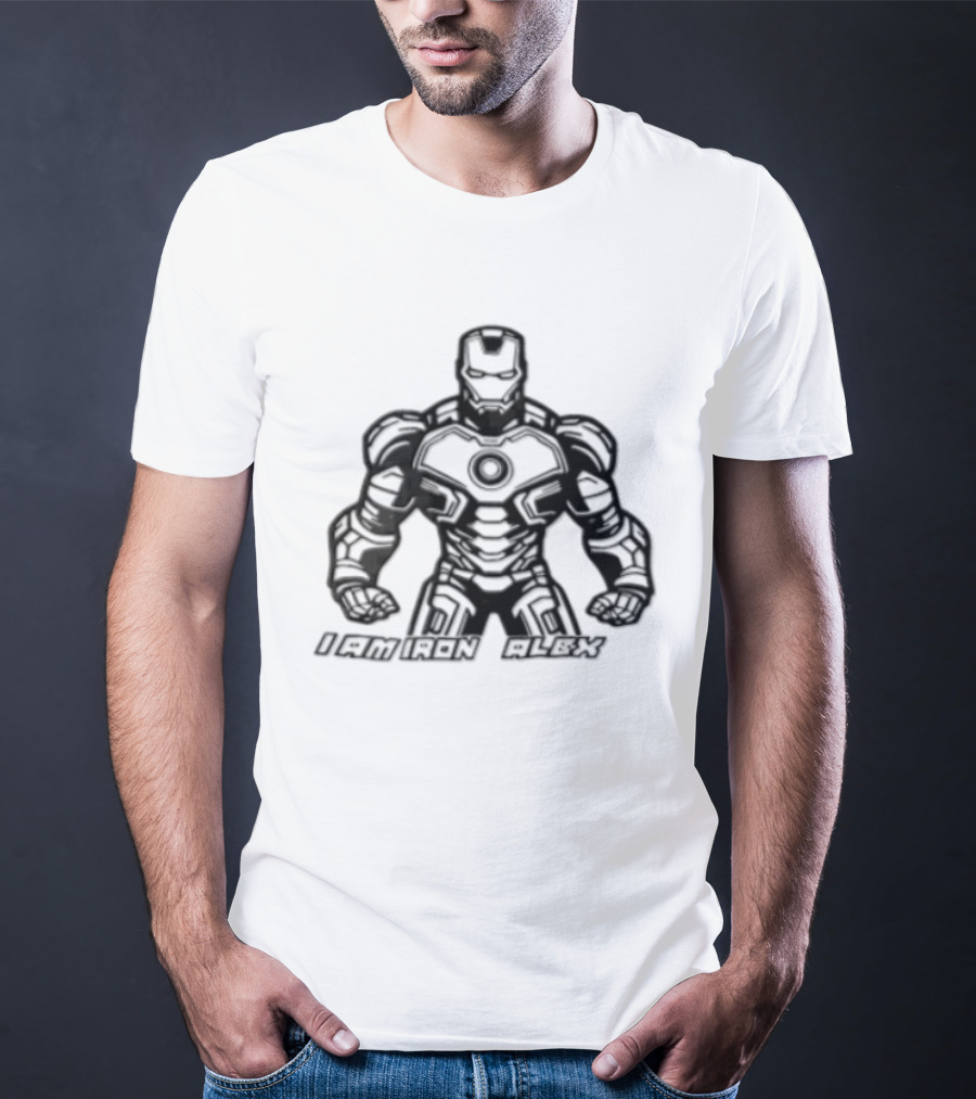 I Am Iron Alex Armored Superhero Clenched Fists Line T-Shirt