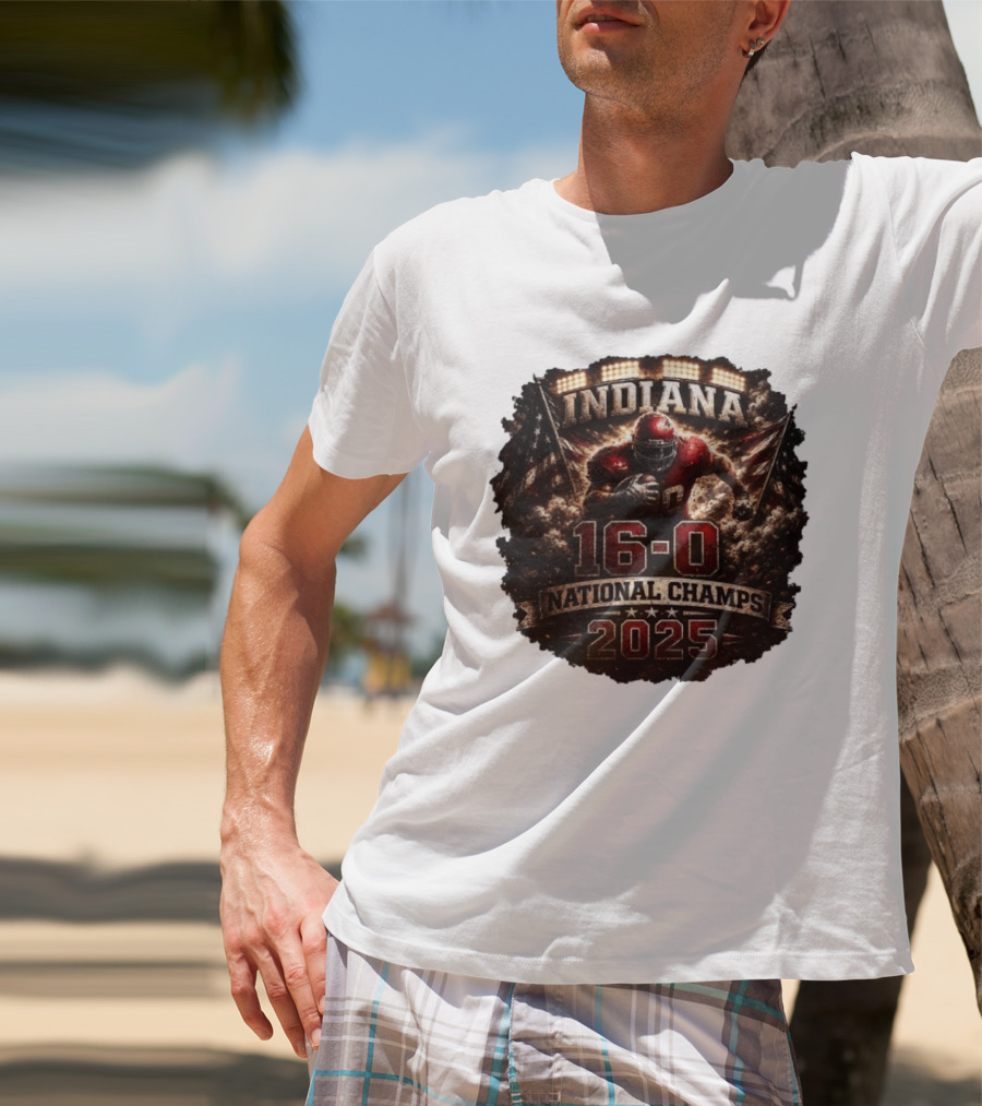 Indiana 16 0 National Champs 2025 Football Victory Celebration T-Shirt