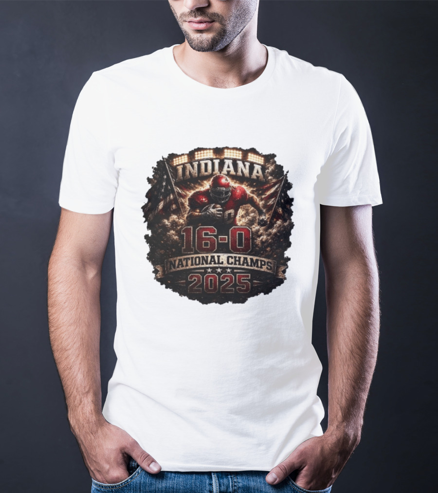 Indiana 16 0 National Champs 2025 Football Victory Celebration T-Shirt