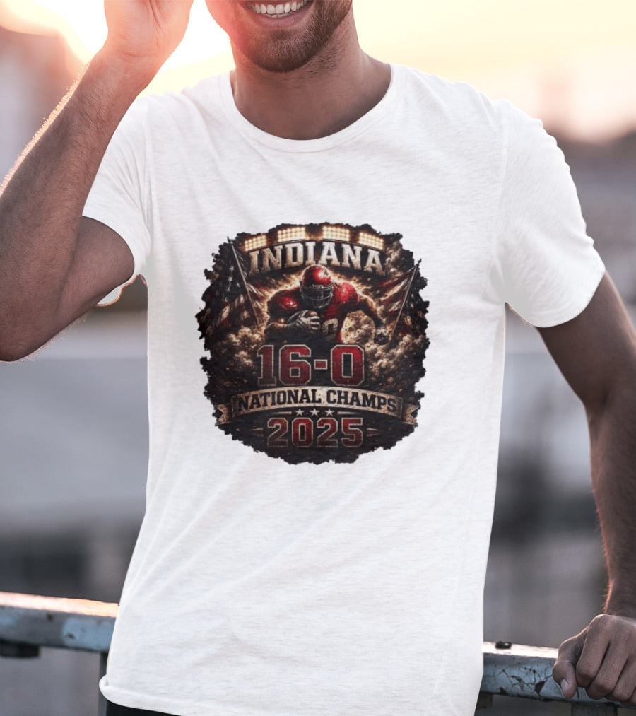Indiana 16 0 National Champs 2025 Football Victory Celebration T-Shirt