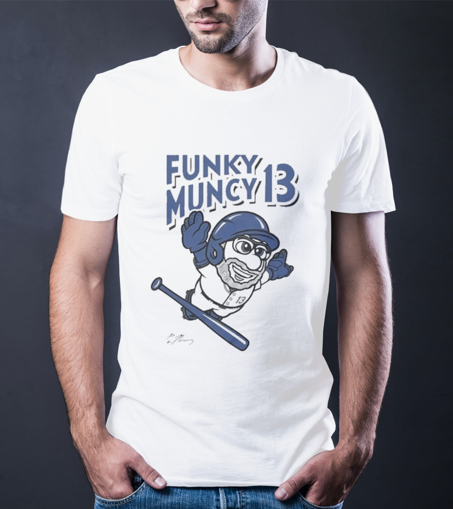 Funky Muncy 13 Max Los Angeles Dodgers Cartoon Baseball T-Shirt