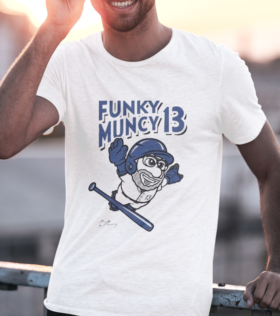 Funky Muncy 13 Max Los Angeles Dodgers Cartoon Baseball T-Shirt