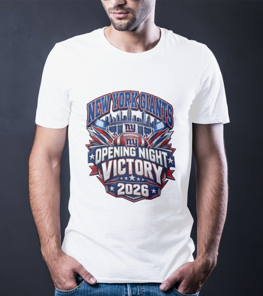 New York Giants 2026 Opening Night Victory Stadium Celebration T-Shirt