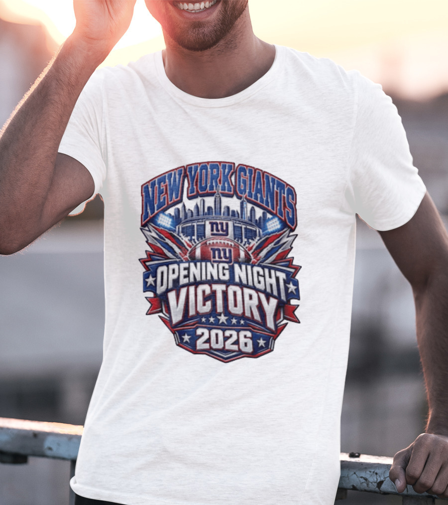 New York Giants 2026 Opening Night Victory Stadium Celebration T-Shirt