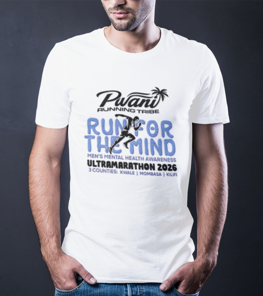 Pwani Running Tribe Run For The Mind Men's Mental Health Awareness Ultramarathon 2023 Five Countries Three Weeks Team T-Shirt