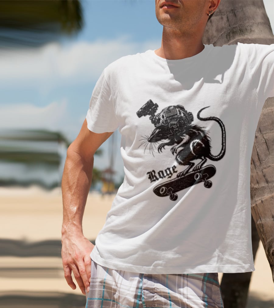 Skater Rat Tactical Helmet Night Vision Rage Skateboarding Adventure T-Shirt