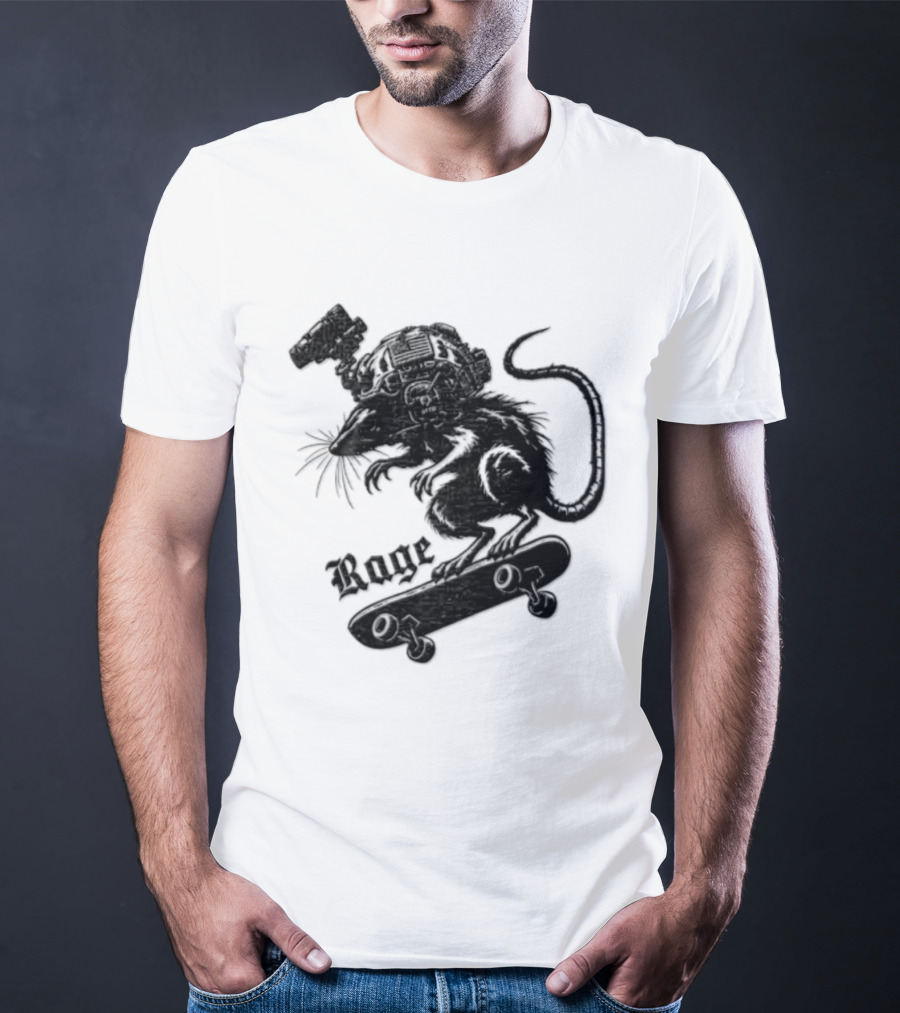 Skater Rat Tactical Helmet Night Vision Rage Skateboarding Adventure T-Shirt