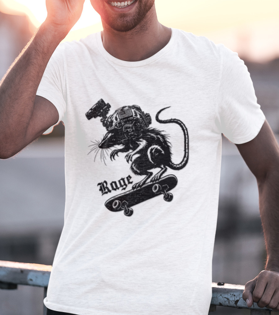 Skater Rat Tactical Helmet Night Vision Rage Skateboarding Adventure T-Shirt