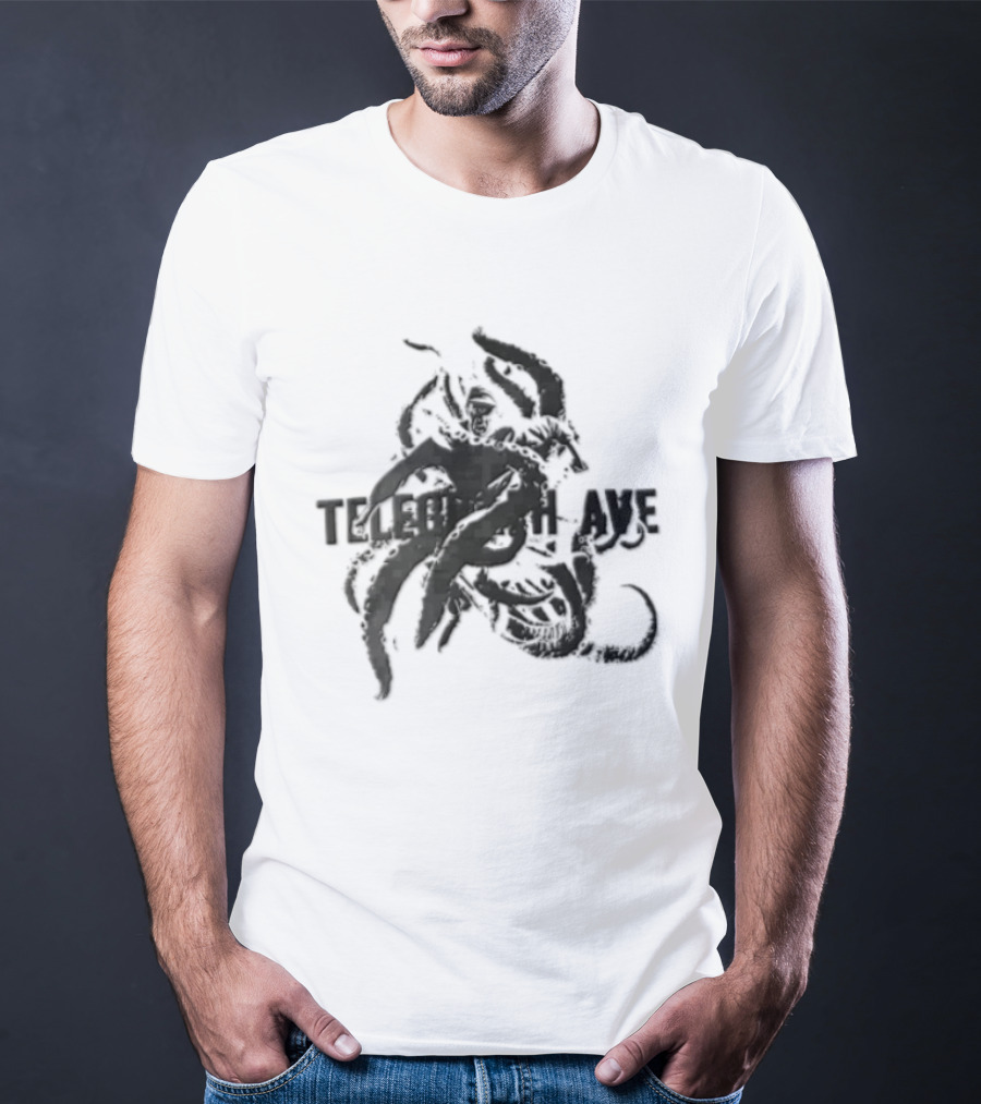 Telegraph Ave Giant Octopus Attacking Sailor Halftone T-Shirt