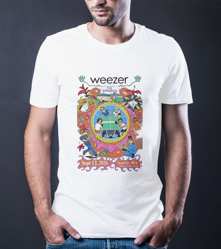 Weezer The Gathering Sept 13 2026 Seattle Climate Pledge Arena Event Collaboration T-Shirt