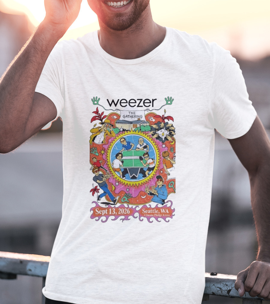 Weezer The Gathering Sept 13 2026 Seattle Climate Pledge Arena Event Collaboration T-Shirt