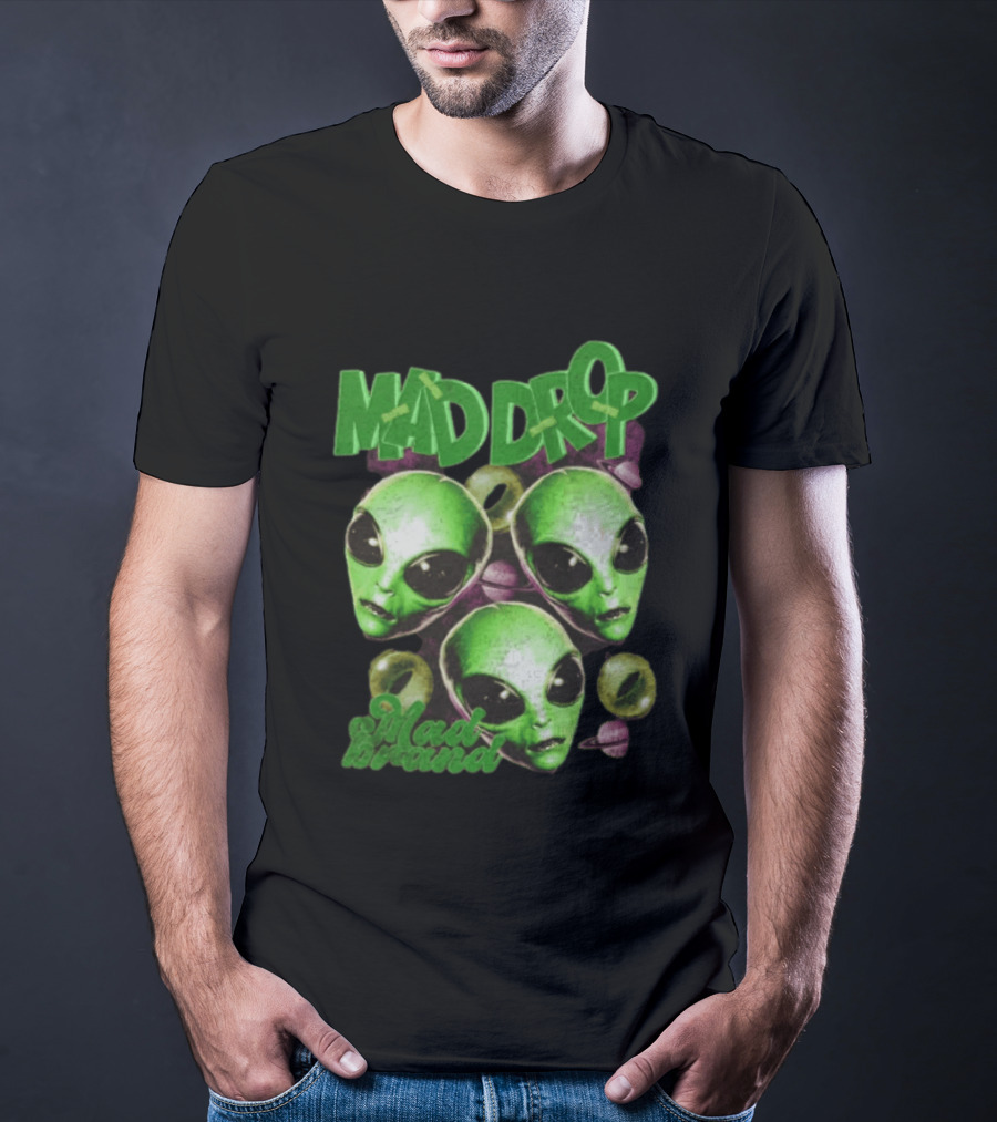 Mad Drop Aliens Space Planets Mad Brand T-Shirt