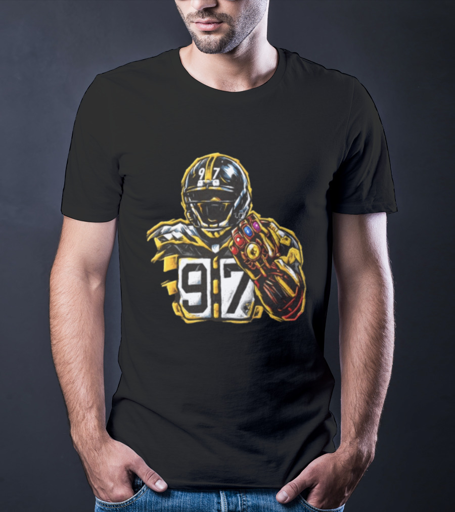 Cameron Heyward 97 Pittsburgh Steelers Infinity Gauntlet Marvel Football T-Shirt