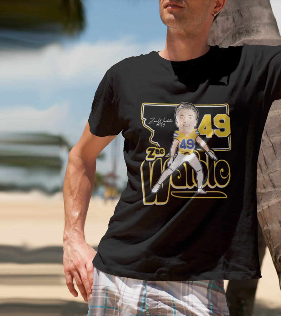 Zac Waible 49 Montana State Bobcats Football Caricature T-Shirt