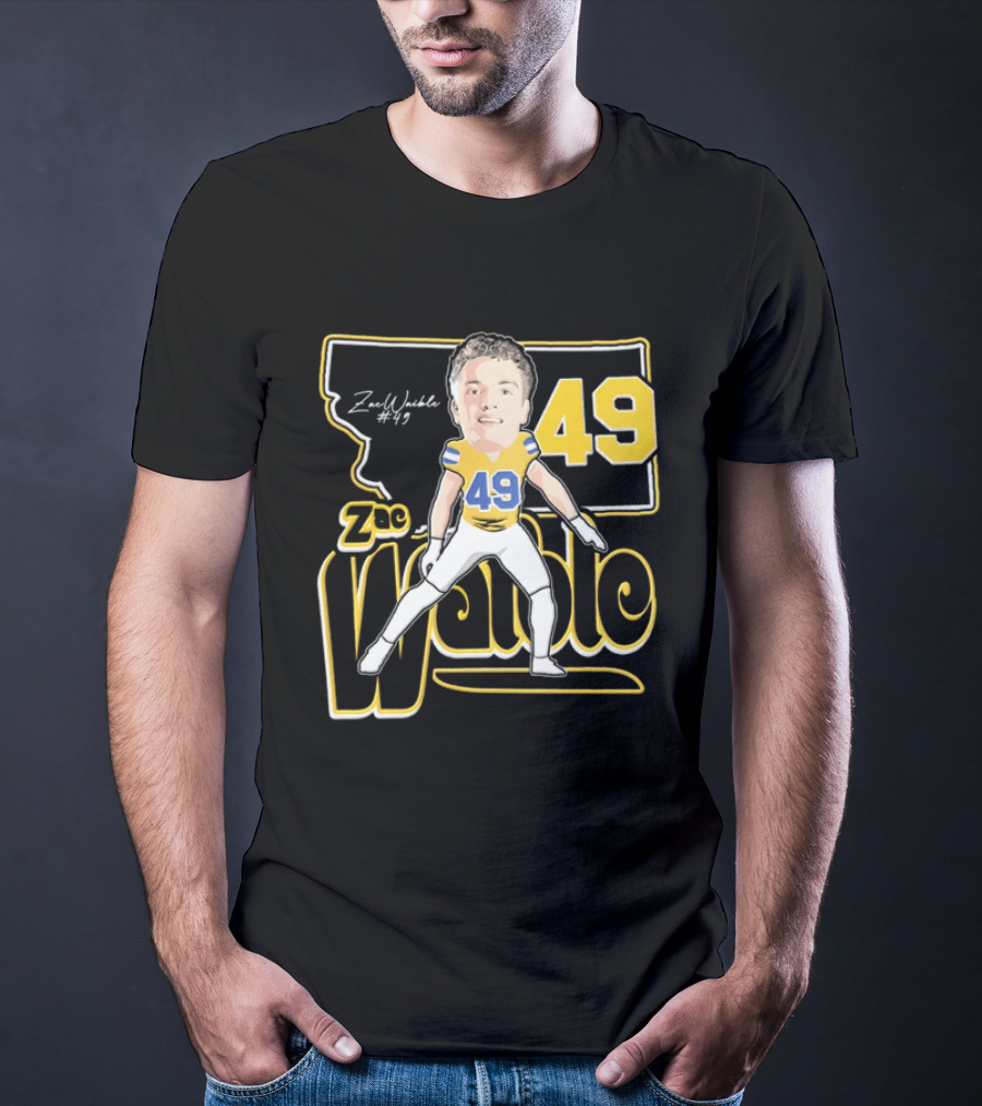 Zac Waible 49 Montana State Bobcats Football Caricature T-Shirt