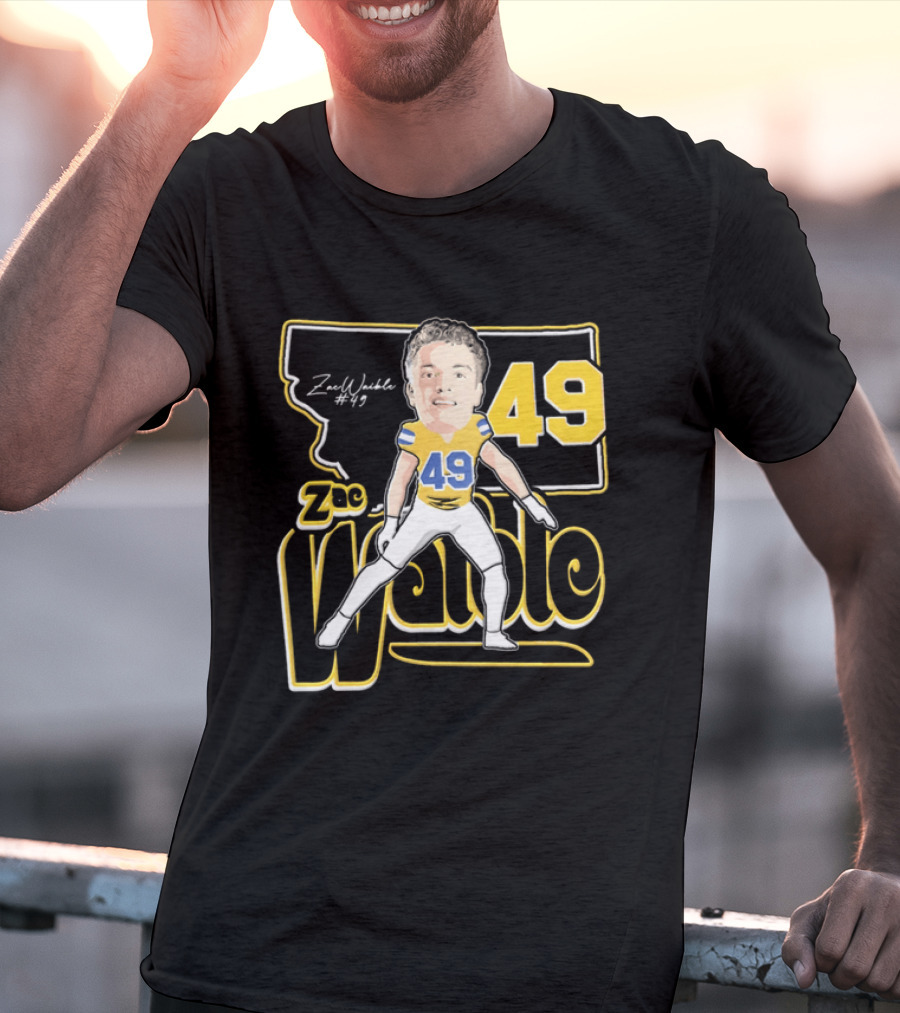 Zac Waible 49 Montana State Bobcats Football Caricature T-Shirt