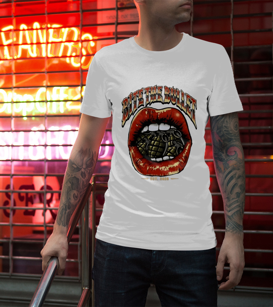 Bite The Bullet Grenade Lips Est 2026 Edgy T-Shirt