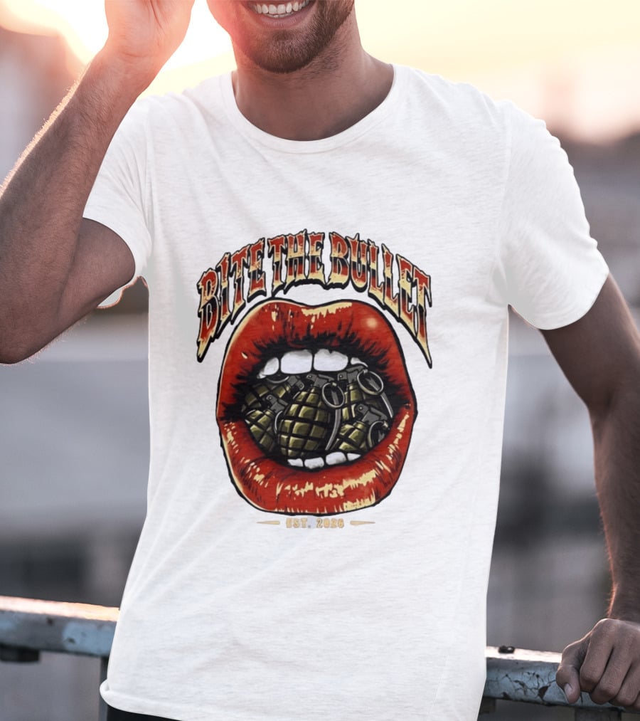 Bite The Bullet Grenade Lips Est 2026 Edgy T-Shirt
