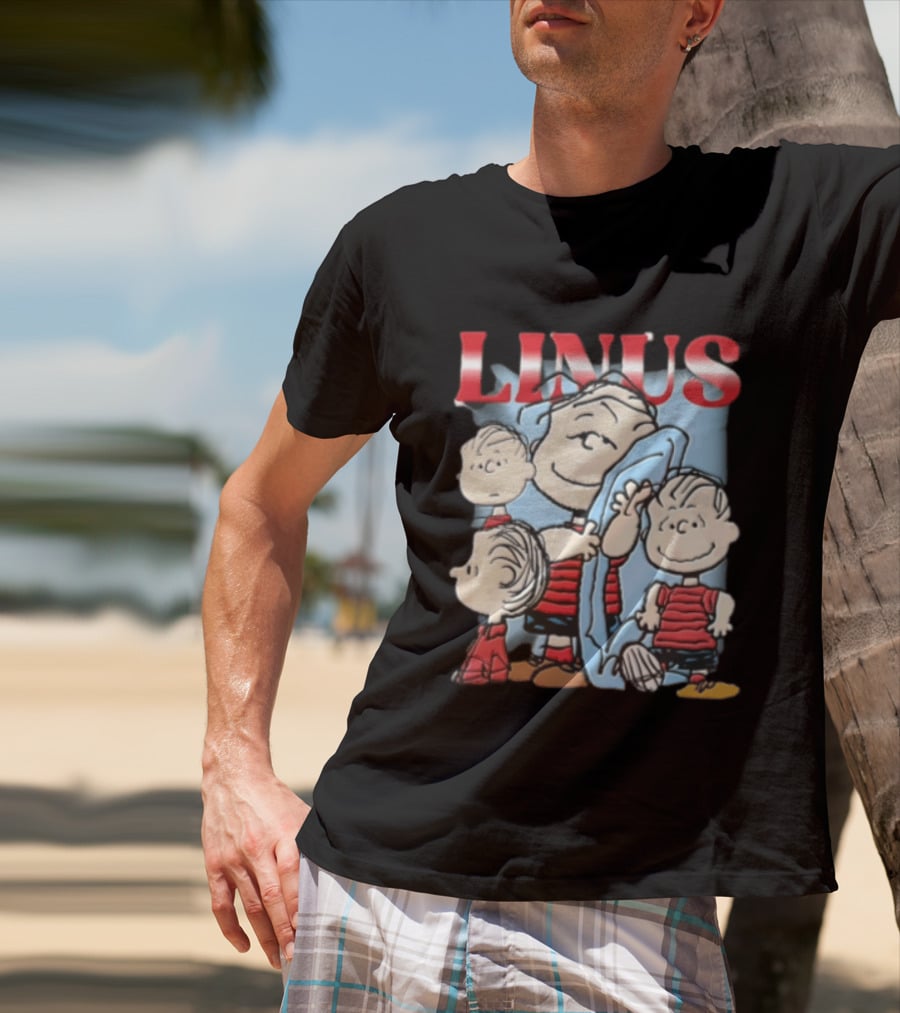 Peanuts Linus Holding Blue Blanket Bootleg Sparkle 2020 Collage T-Shirt