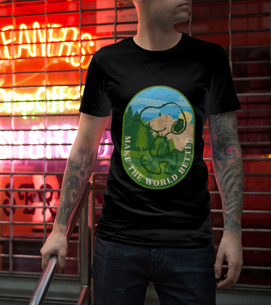 Snoopy Make The World Better Mountain Forest Retro Peanuts T-Shirt