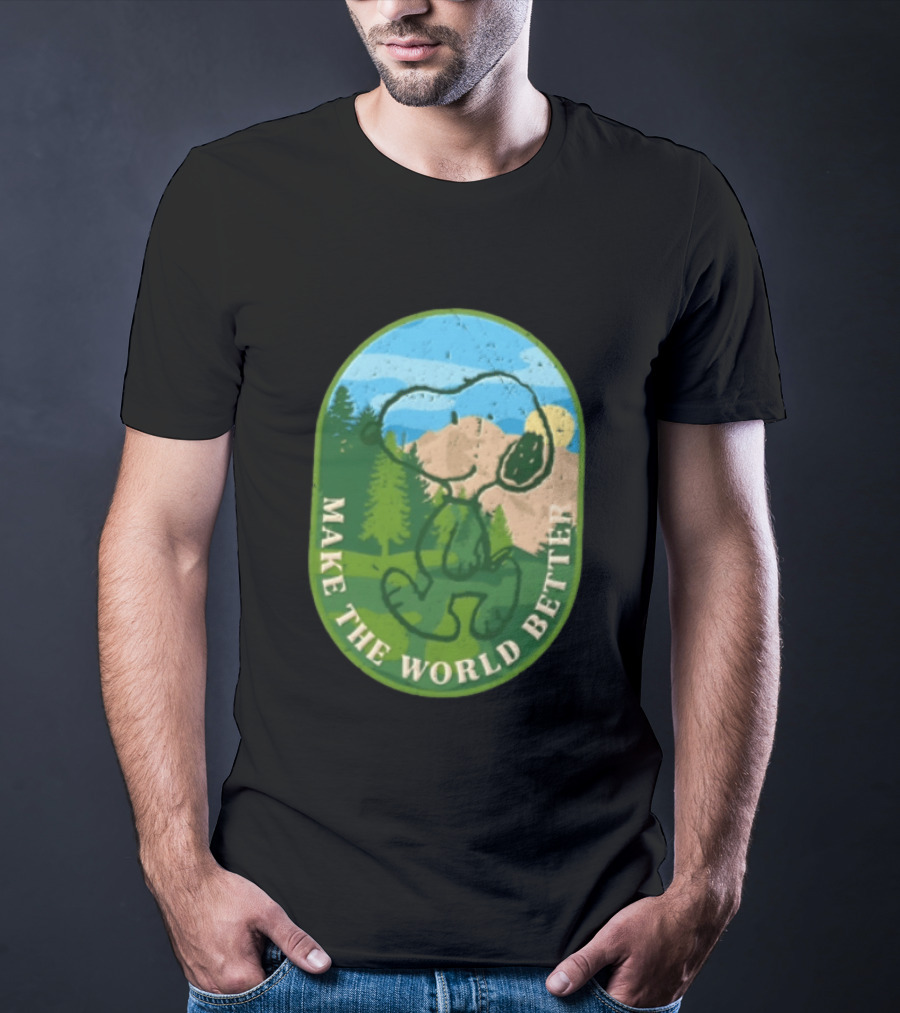 Snoopy Make The World Better Mountain Forest Retro Peanuts T-Shirt