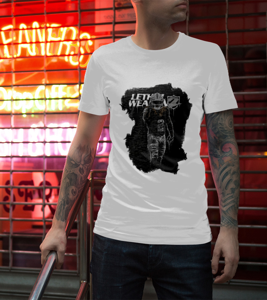 Las Vegas Raiders Davante Adams Lethal Weapon 17 Silver And Black Football T-Shirt