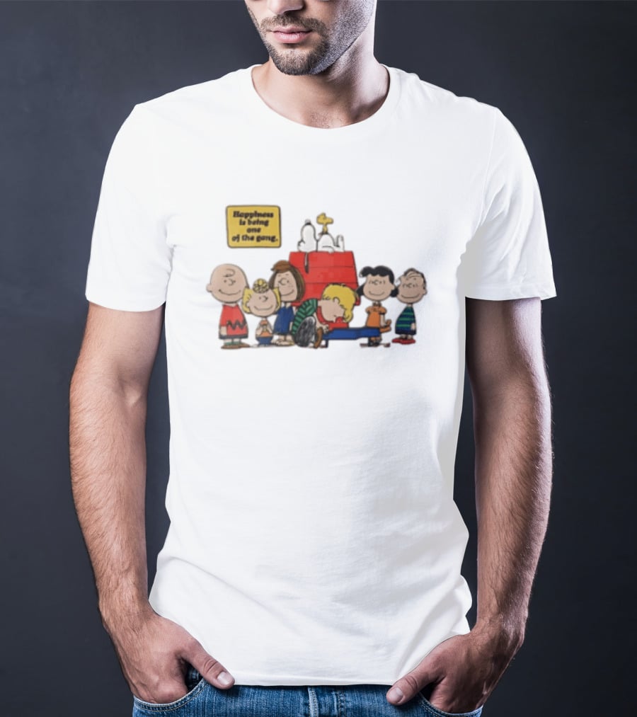 Peanuts Happiness Is Being One Of The Gang Snoopy Doghouse Schroeder Toy Piano Charles Schulz Cartoon T-Shirt
