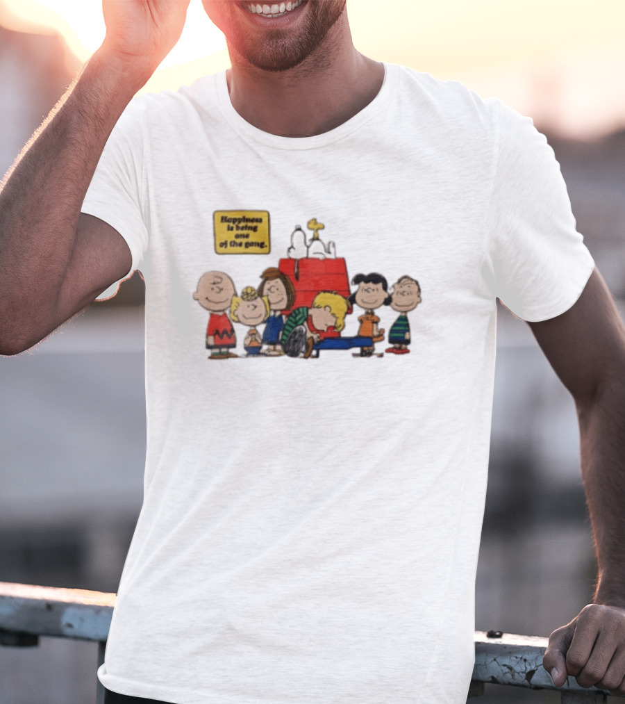 Peanuts Happiness Is Being One Of The Gang Snoopy Doghouse Schroeder Toy Piano Charles Schulz Cartoon T-Shirt