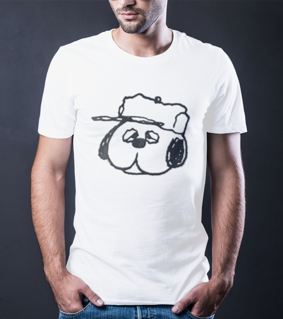 Peanuts Olaf Cartoon Droopy Dog Head Cap T-Shirt