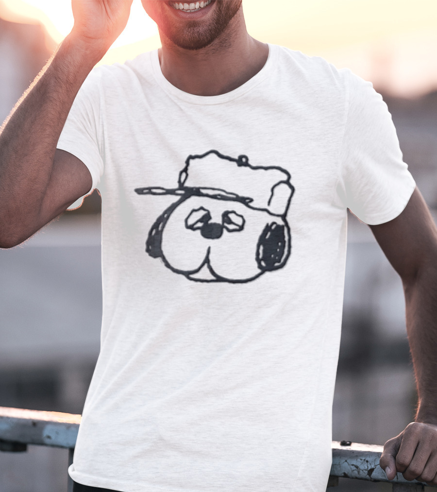 Peanuts Olaf Cartoon Droopy Dog Head Cap T-Shirt