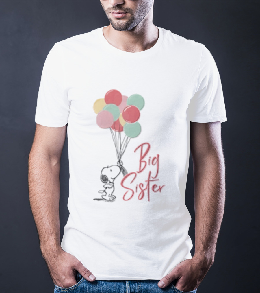 Peanuts Snoopy Big Sister Pastel Balloons Cartoon Dog T-Shirt