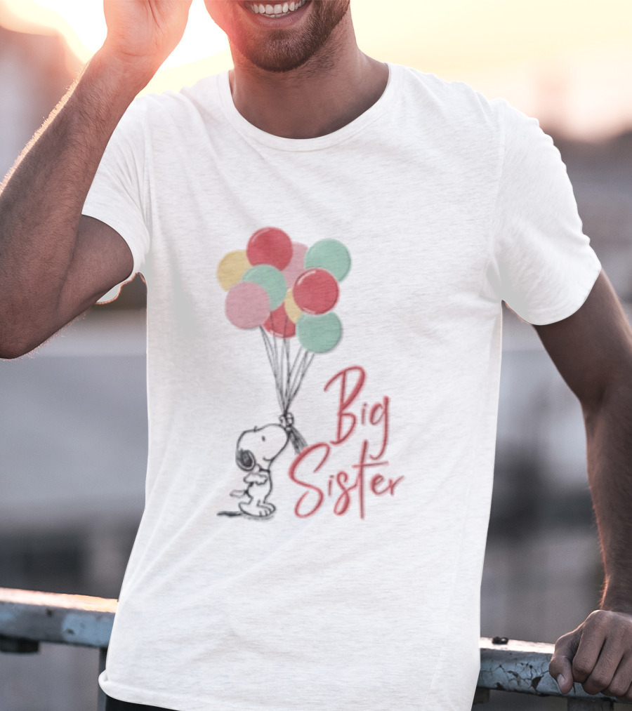 Peanuts Snoopy Big Sister Pastel Balloons Cartoon Dog T-Shirt