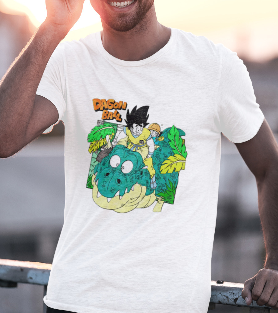 Goku Gohan Riding Dinosaur Dragon Ball Adventure Scene T-Shirt
