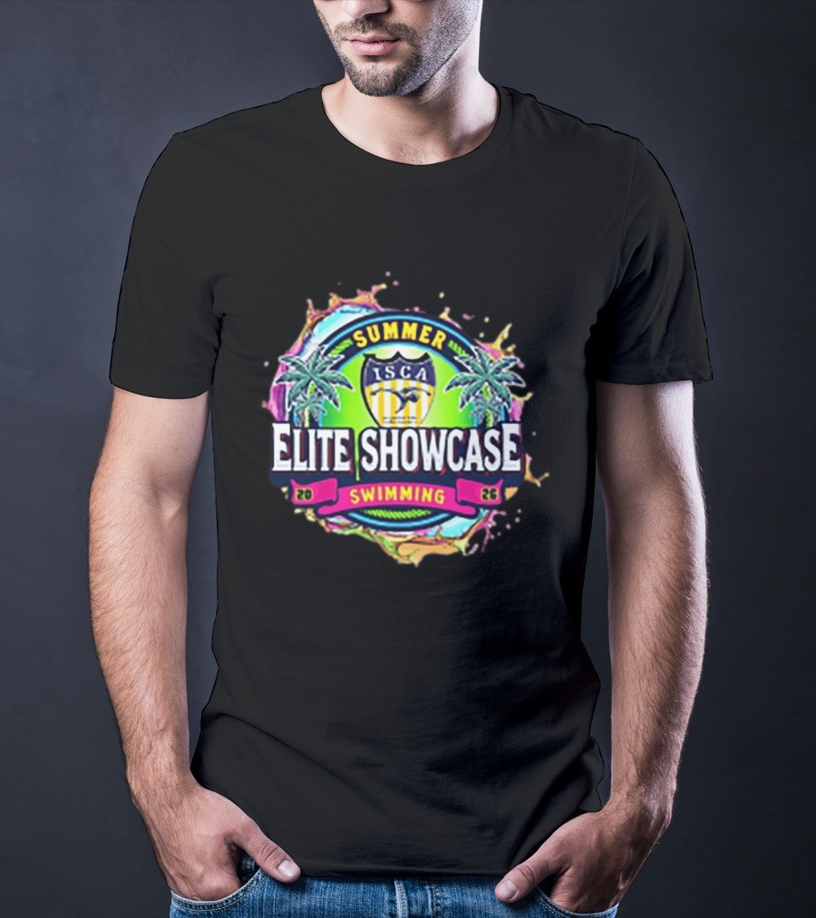 SUMMER ISCA Elite Showcase Swimming 2026 Event With Palm Trees And Splash T-Shirt