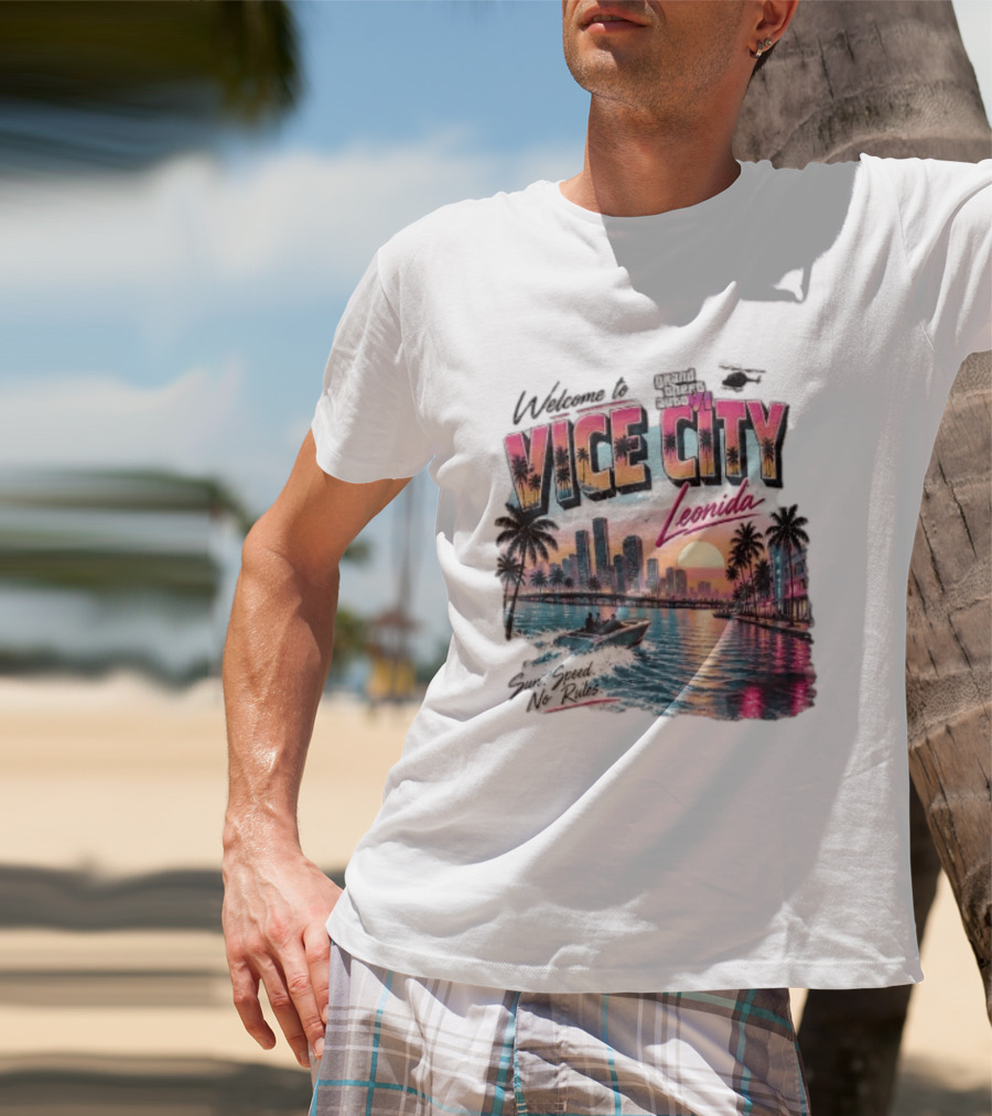 Welcome To Vice City GTA VI Sun Speed No Rules Leonida T-Shirt