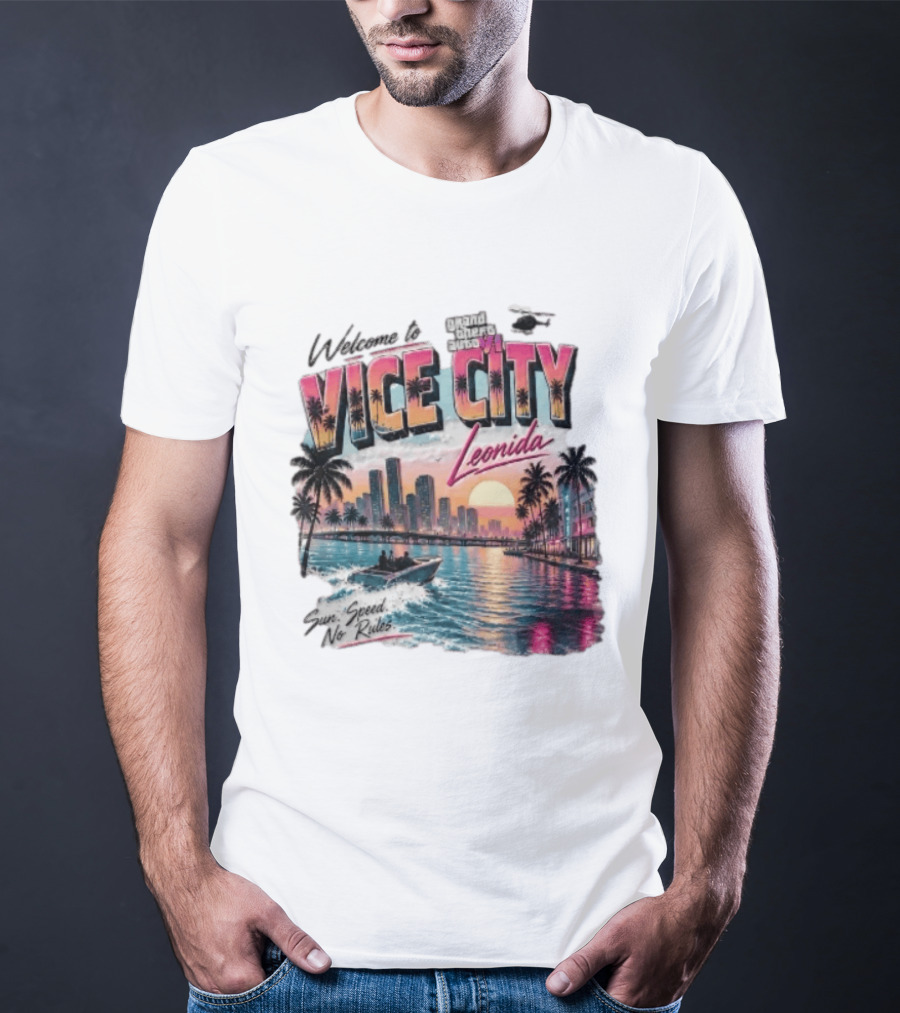 Welcome To Vice City GTA VI Sun Speed No Rules Leonida T-Shirt