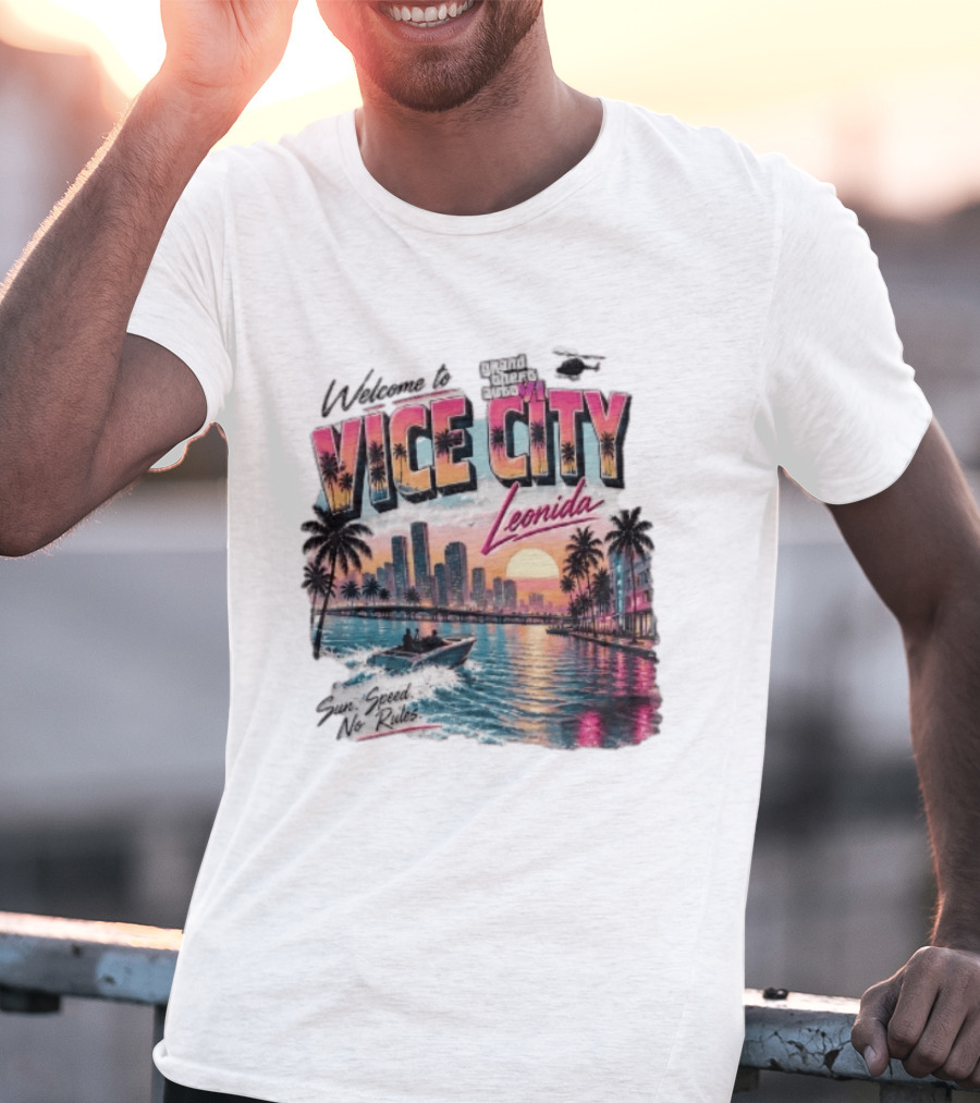 Welcome To Vice City GTA VI Sun Speed No Rules Leonida T-Shirt