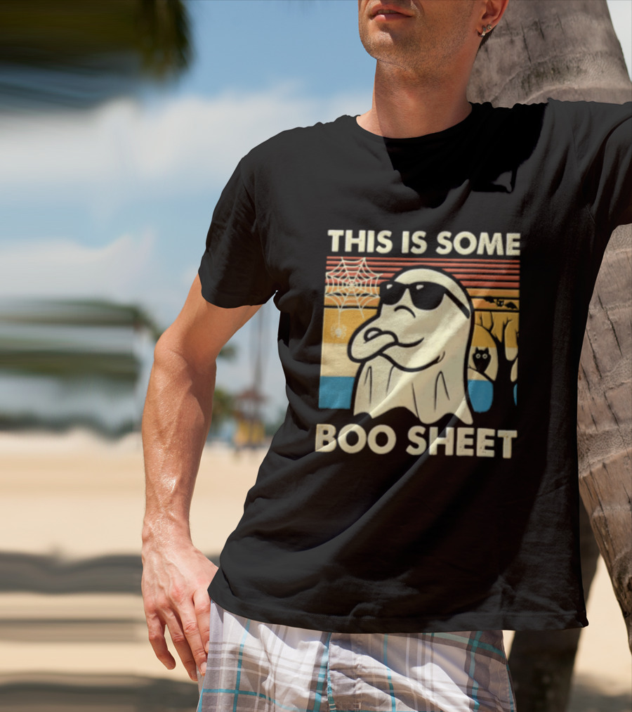 This Is Some Boo Sheet Sunset Ghost Sunglasses Tree T-Shirt