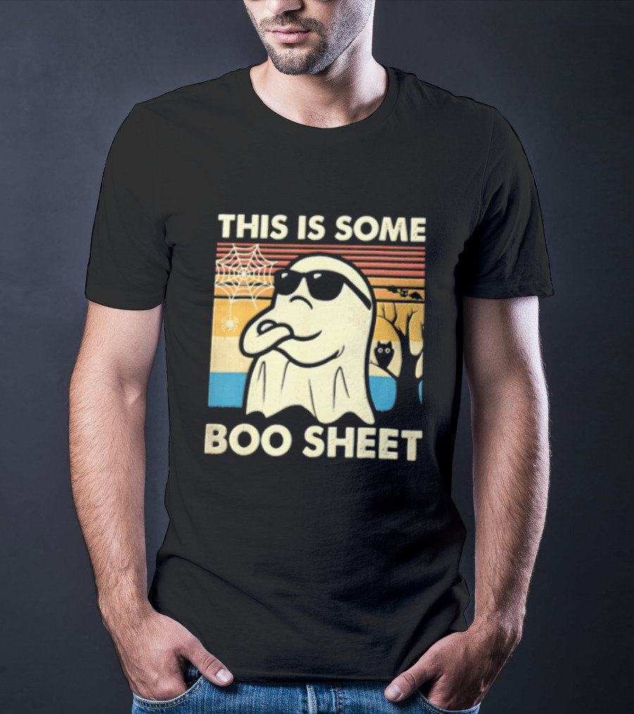This Is Some Boo Sheet Sunset Ghost Sunglasses Tree T-Shirt