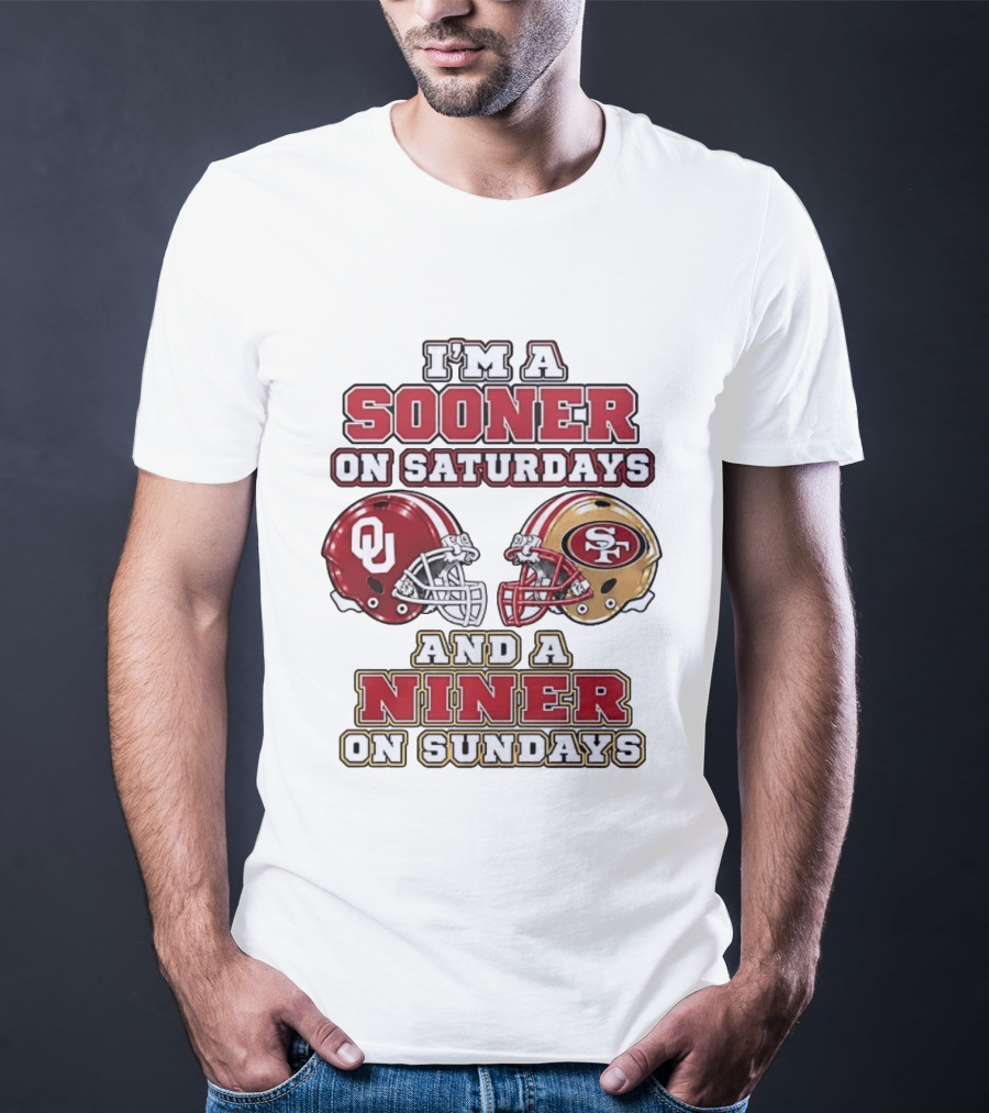 Oklahoma Sooners Saturdays SF 49ers Sundays Football Fan Gear T-Shirt