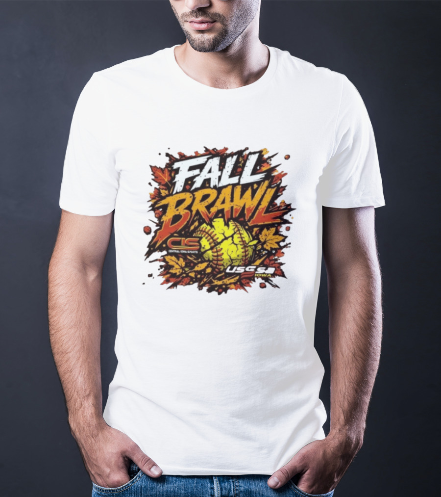 USSSA Fall Brawl Central Iowa Sports Tournament 2026 With Autumn Leaves And Softball T-Shirt