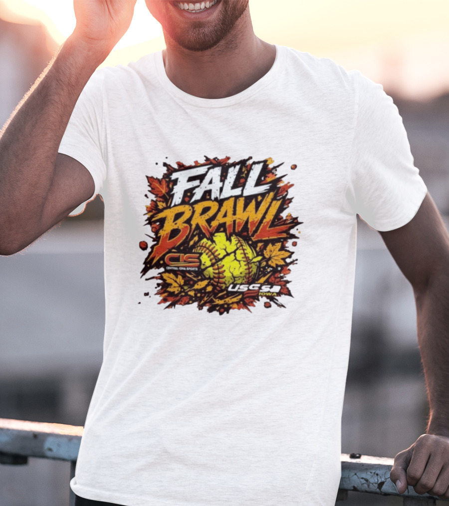 USSSA Fall Brawl Central Iowa Sports Tournament 2026 With Autumn Leaves And Softball T-Shirt