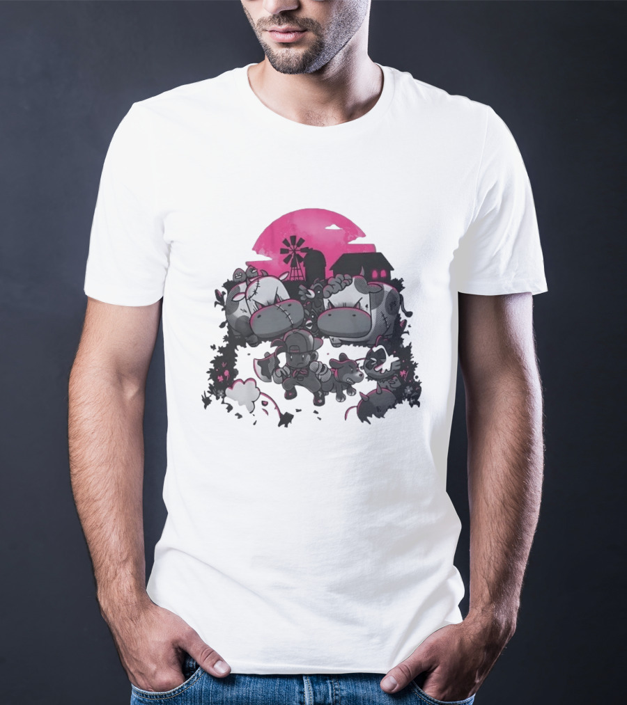Zombie Farm Undead Creepy Cows Horror Scene T-Shirt